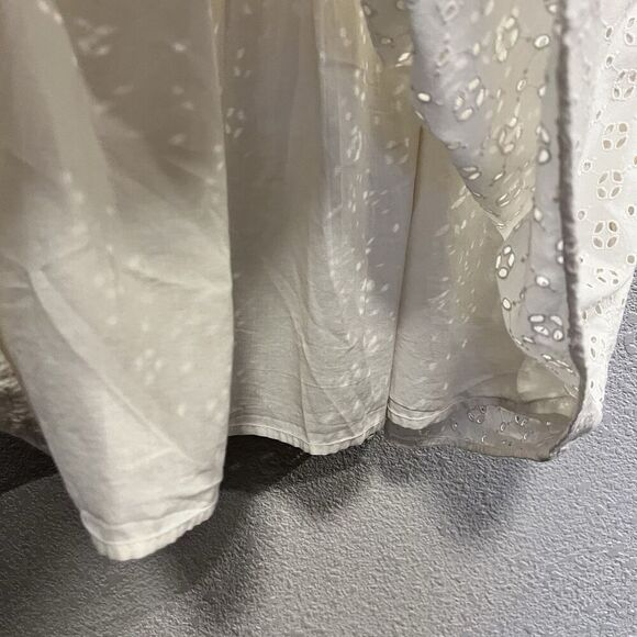 J. Crew Women Puff Sleeve Lace Eyelet Mini Dress Ivory Size 12 Fit Flare Lined - Picture 7 of 9